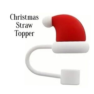 Santa Hat Straw Topper/Cover, NEW, Merry Christmas